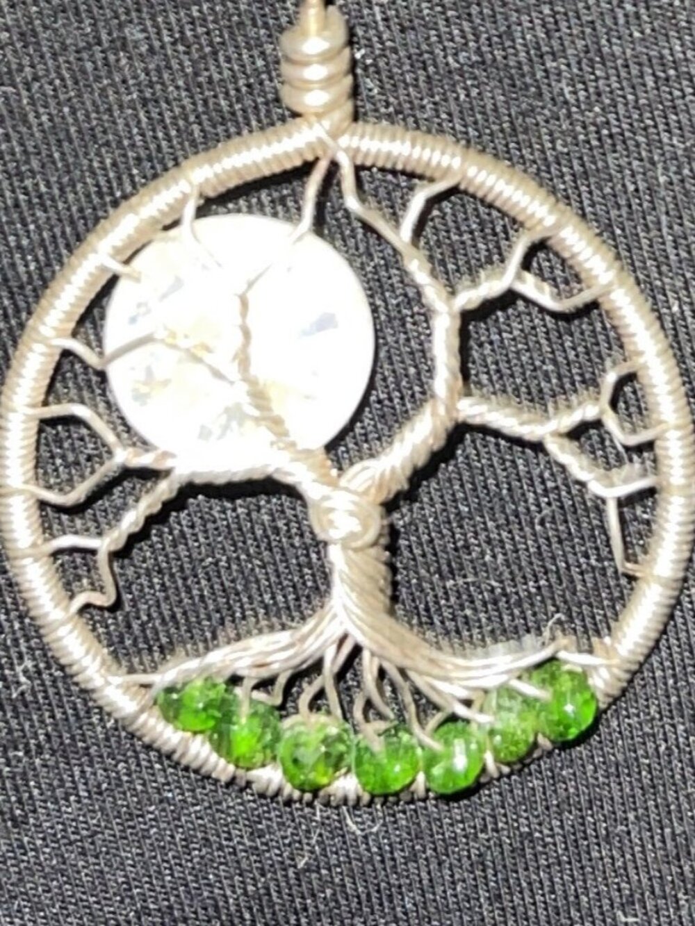 Kathryn Riechert Silver Tree of Life Pendant Necklace with Green Accents